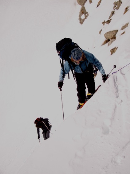Climbing to get off the glacier